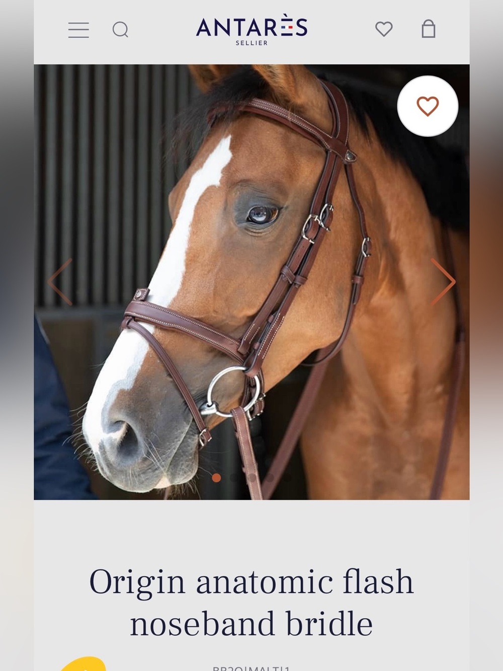 Antares Origin anatomic flash noseband bridle, size 2 (full/horse), brown